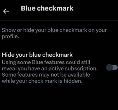 XBlue checkmark control
